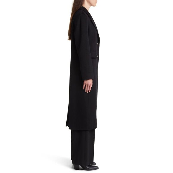 🆕 FLEURETTE Holland Italian Wool Longline Coat Black 12 Soft - Picture 3 of 16
